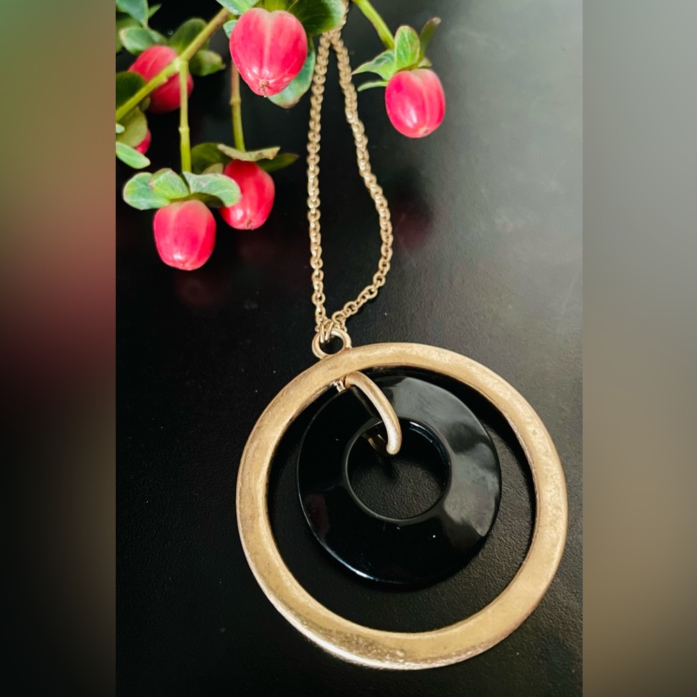 🆕Robert Lee Morris Gold and Black Pendant Necklace, NWT
